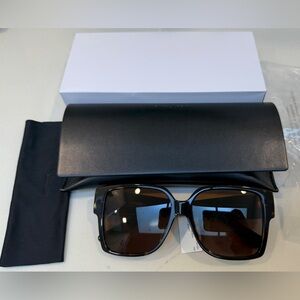 BRAND NEW! Saint Laurent (YSL) 55 mm Oversized Square Sunglasses in Havana Brown
